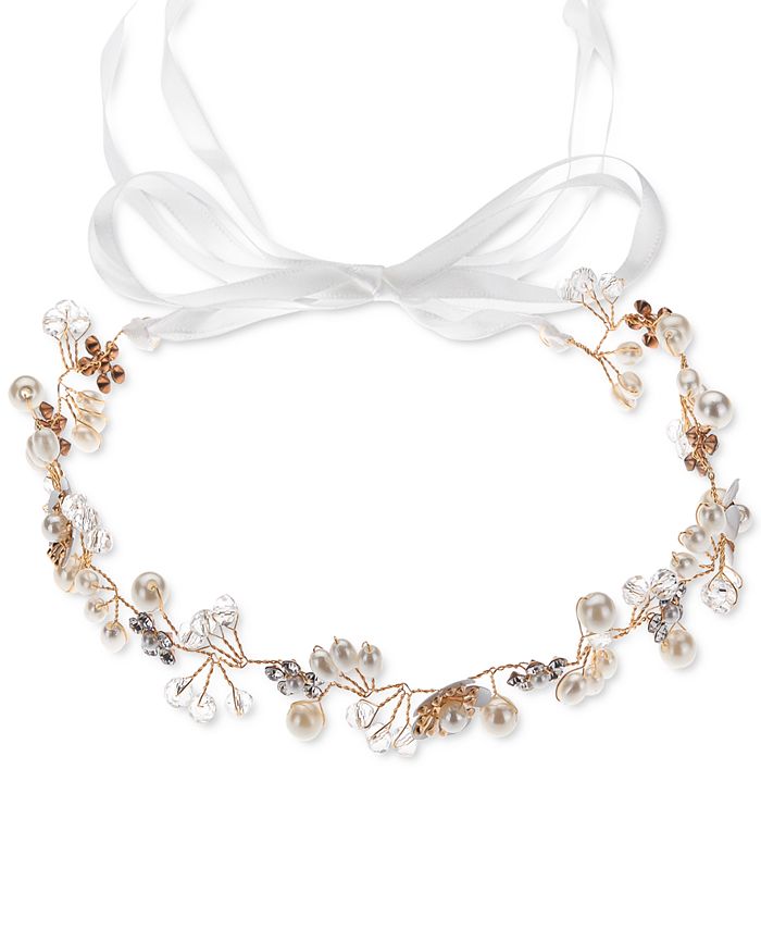 I.N.C. International Concepts Gold-Tone Crystal & Imitation Pearl Wrap Headband Created for Macy's