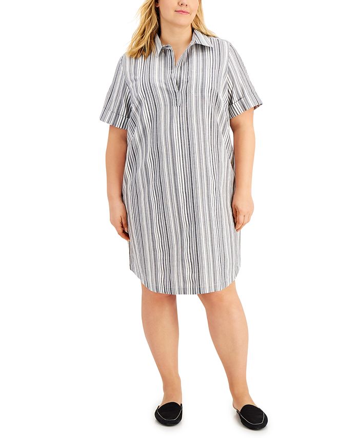 Karen Scott Plus Size Cotton Seersucker Dress, Created for Macy's - Macy's