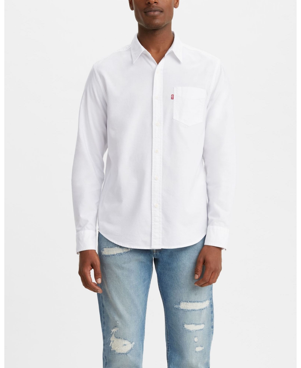Shop Levi's Men's Classic 1 Pocket Regular-fit Long Sleeve Shirt In White