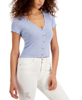 Crave Fame - Juniors' Lettuce-Edge Crop Top