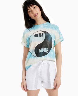 Women's Cotton Tie-Dyed One Love-Graphic T-Shirt