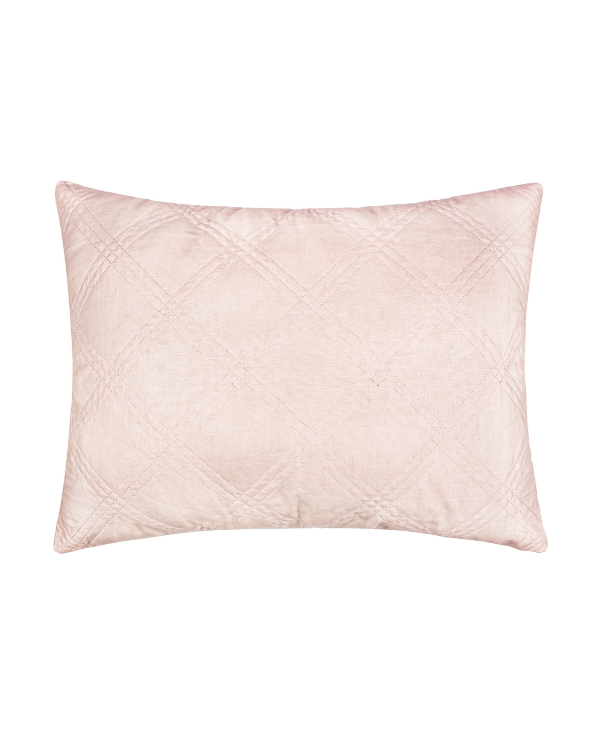 Linen Quilted Flange,Sham, Standard - Blush