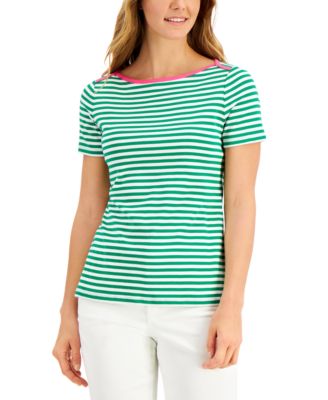 Haut Femme Charter Club à Manches Nouées Et Rayures - Taille L - 100% Coton - Neuf Avec étiquettes
