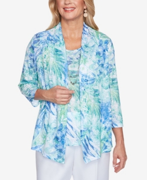 Alfred Dunner PLUS SIZE CLASSICS S1 TROPICAL LEAVES TOP