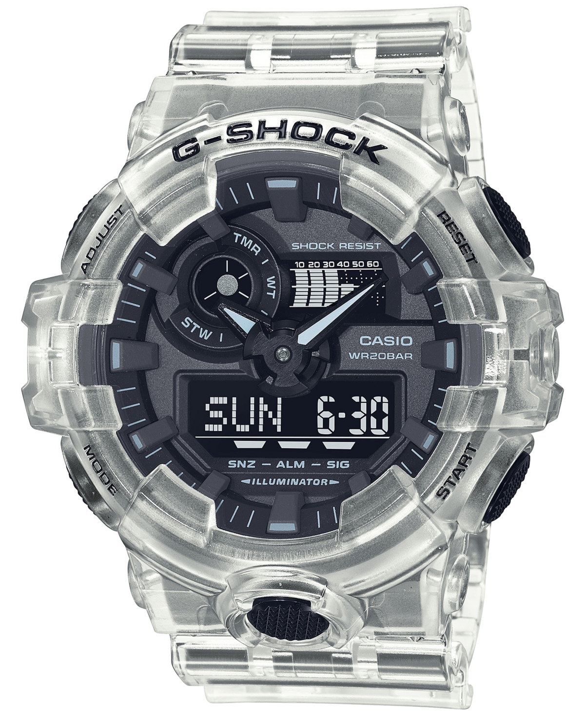 G-Shock Men's Analog-Digital Clear Resin Strap Watch 53.4mm GA700SKE-7A