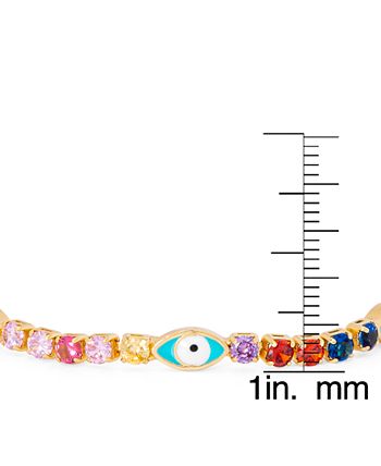 Macy's - Multi Color Stone Enamel Evil Eye Bracelet in Fine Gold Plate