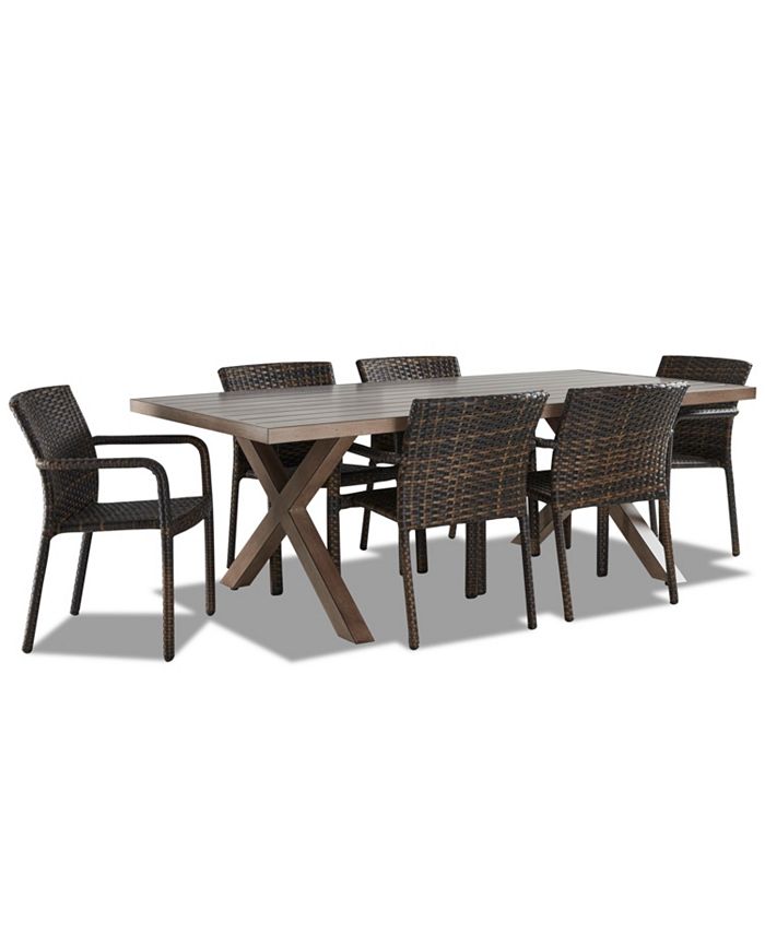 Furniture Crossroads Outdoor Aluminum 7, Rectangular Dining Table And 6 Chairs