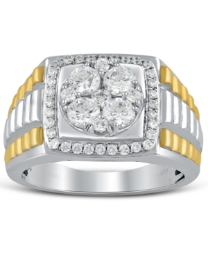 Macy's Men's Diamond Cluster Ring (1-1/2 Ct. T.w.) In 10k Gold & White Gold In 10k Two Tone