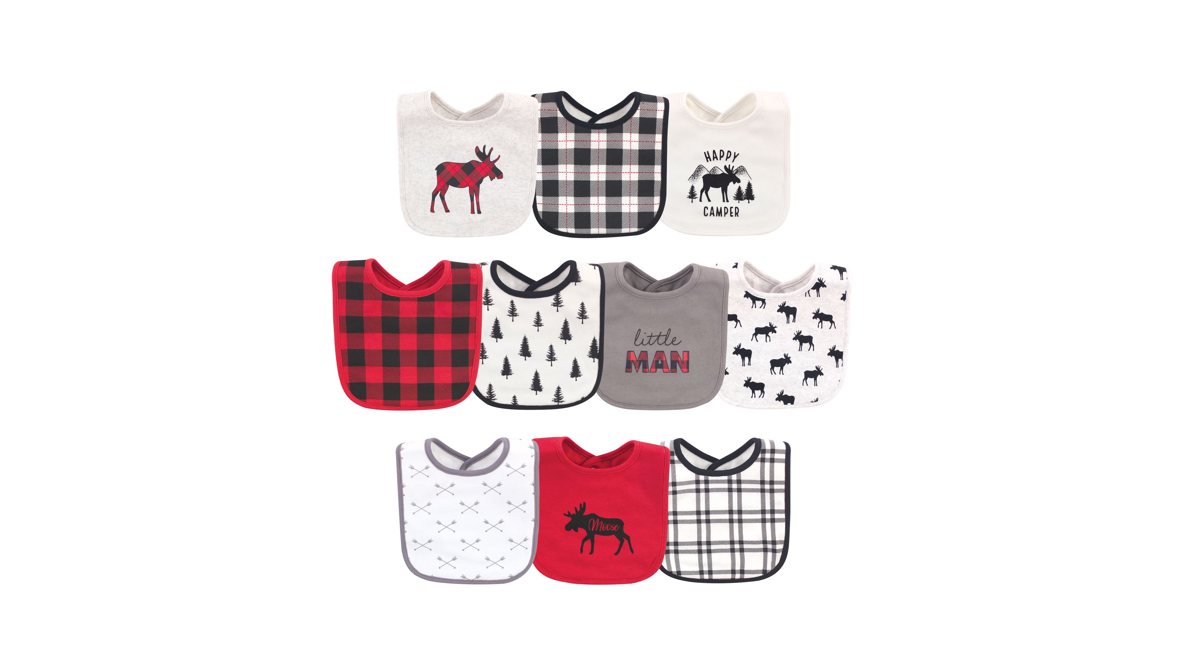 Hudson Baby Boys 10-Piece Soft Interlock Feeding Bib Set