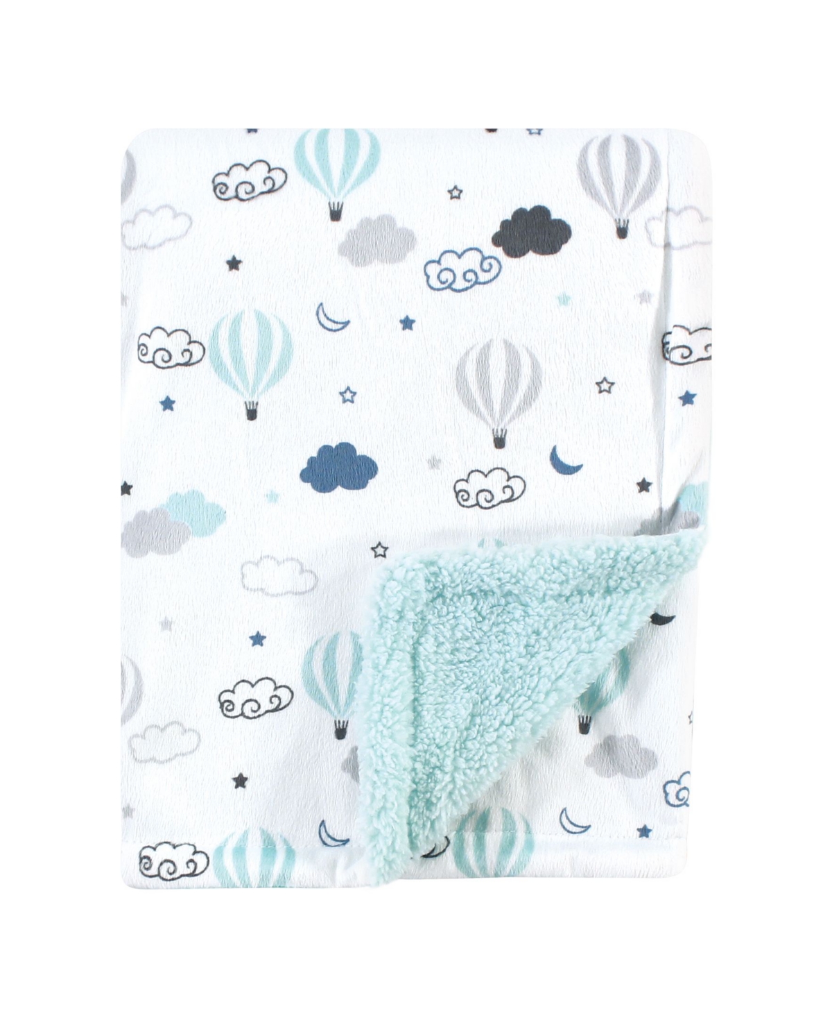 Hudson Baby Infant Plush Blanket with Faux Shearling Back - Hot air baloon