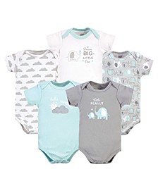 Baby Boys Cotton Bodysuits, 5 Pack