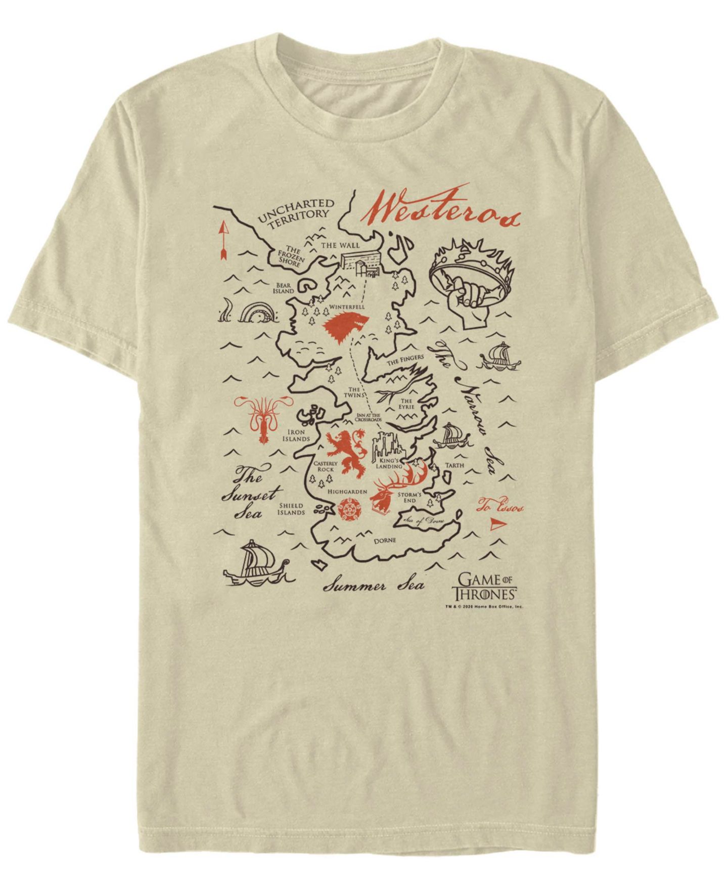 Мужская футболка Fifth Sun Game of Thrones Simple Map Short Sleeve, цвет: Натуральный — фото 1