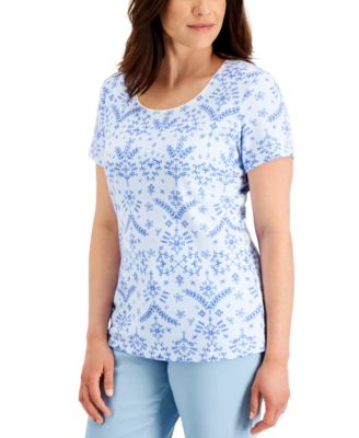 Karen Scott - Printed Scoop-Neck Top