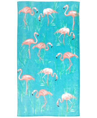 Martha Stewart Collection Flamingo Bay Velour Beach Towel, Created for ...