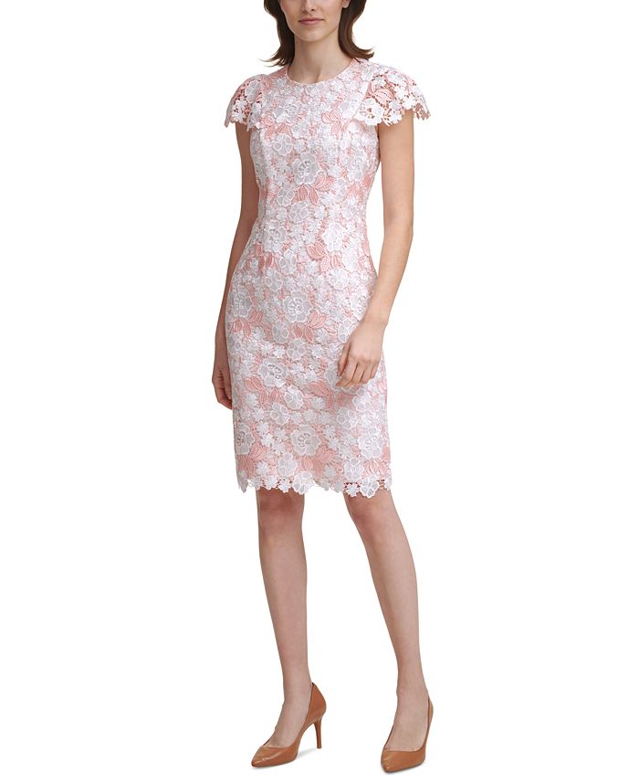 Calvin Klein Lace Cap-Sleeve Sheath Dress - Macy's