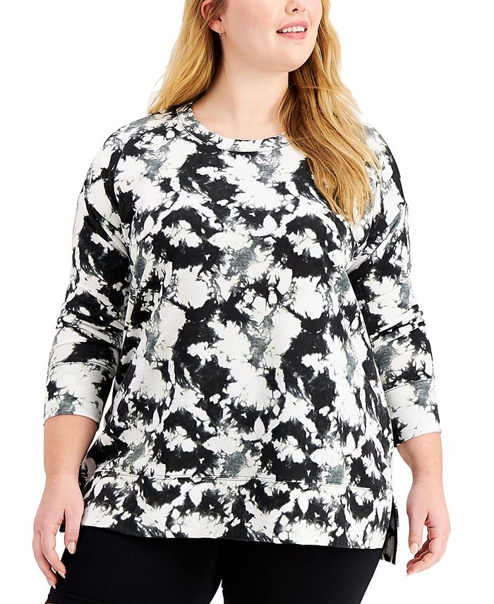 Jenni Plus Size Super Soft Tie Dyed Tunic Pajama Top, Created for Macy
