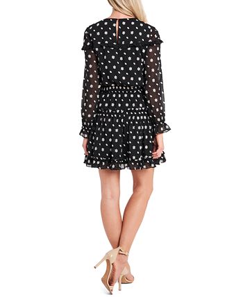CeCe Ruffled-Yoke Floral-Embroidered Dress & Reviews - Dresses - Women ...