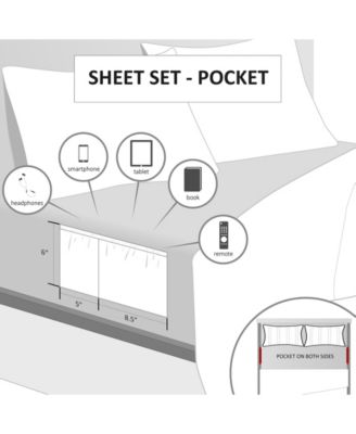 Side Storage Pockets Microfiber 4-Pc. Sheet Set, Twin XL