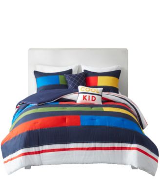 Morris Full/Queen Stripe Printed Comforter, Set of 5