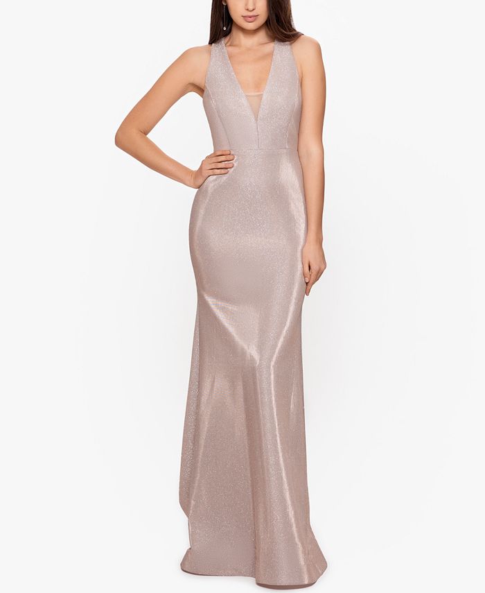 betsy and adam v neck gown