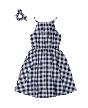 Girls 7-16 High Neck Challis Dress with Matching Scrunchie