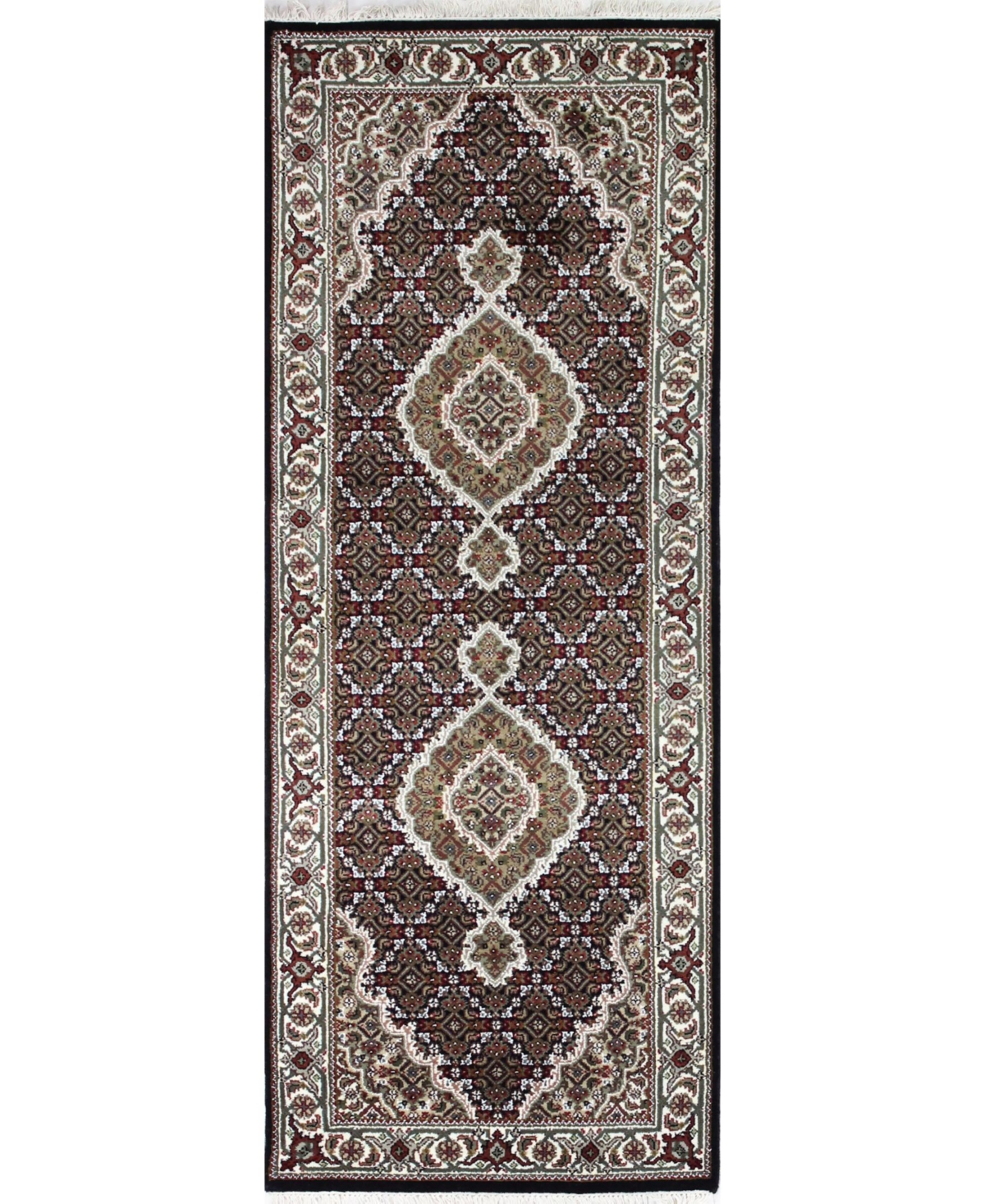 Bb Rugs One of a Kind Fine Indo Tabriz 2'8in x 6'10in Runner Area Rug - Black