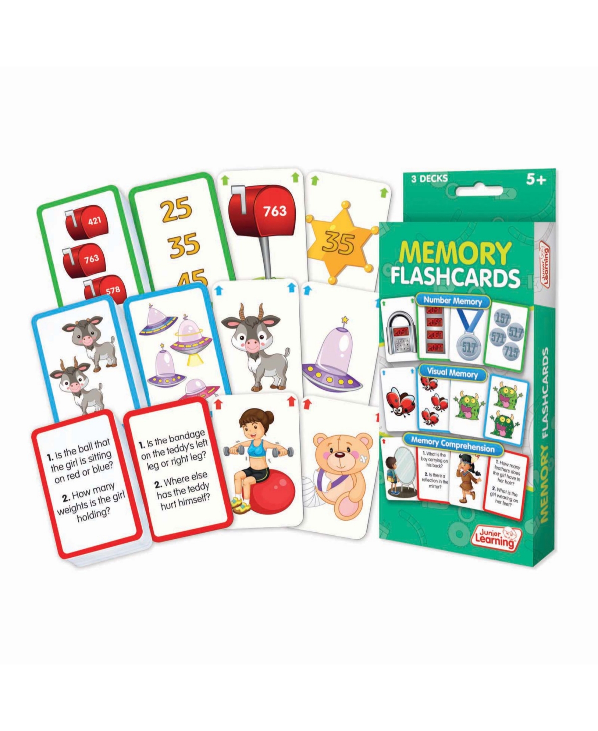 Redbox Junior Learning Memory Flashcards Educational Set (number Memory, Visual Memory, Memory Comprehensio In Open Misce