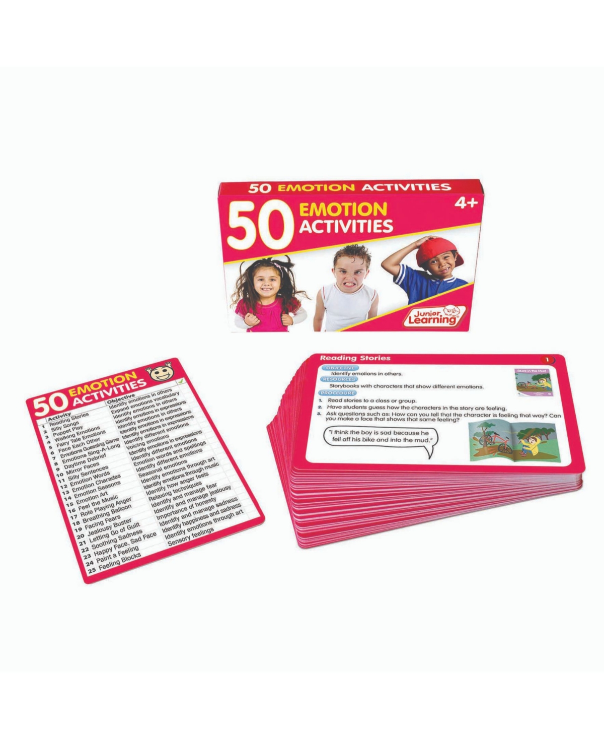 Redbox Junior Learning 50 Emotion Educational Activity Cards In Open Misce