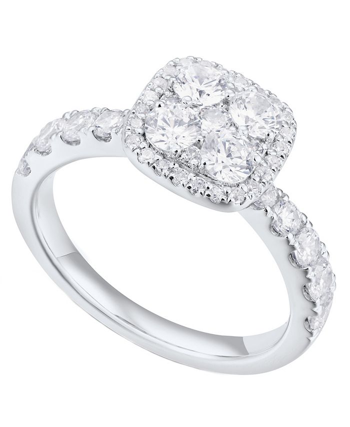 Macy's - Diamond Cluster Engagement Ring (1 1/2 ct. t.w.) in 14K White Gold