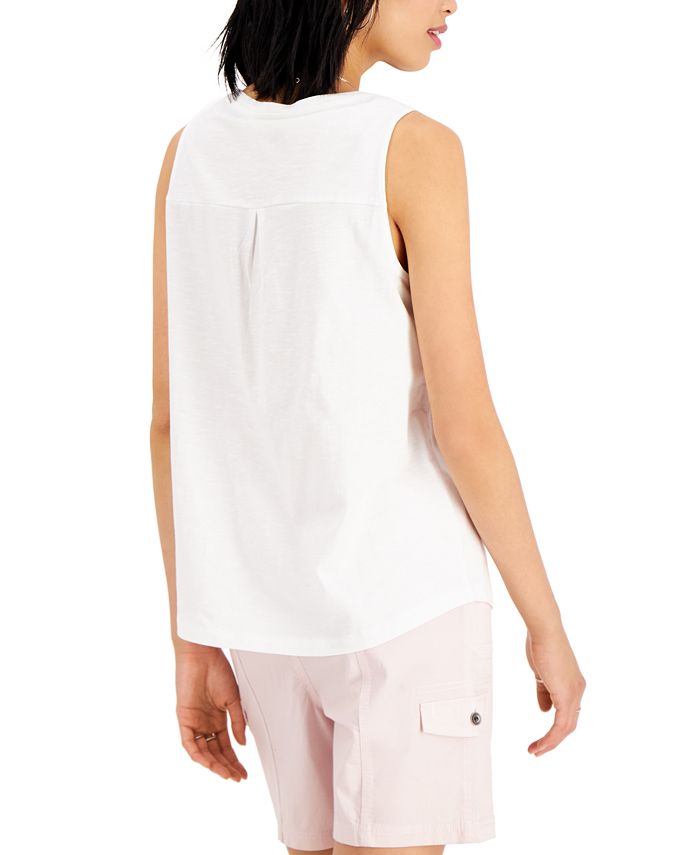 Style & Co Cotton V-Neck Tank, Created for Macy's - Macy's