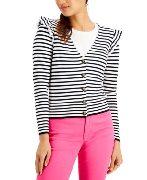 Charter Club Striped Ruffled Cardigan Created for Macy's