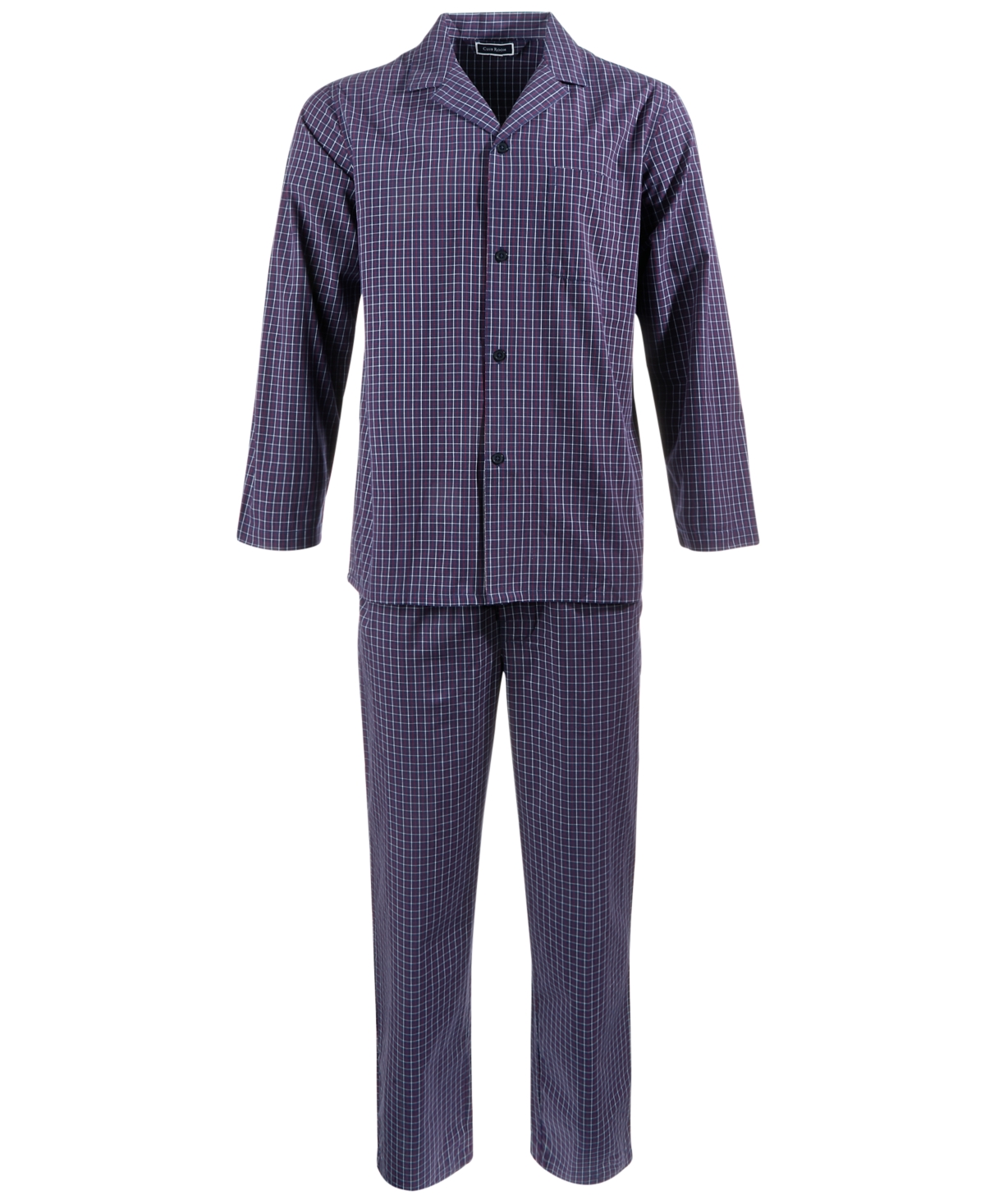 Men's Double Window Pane Pajama Set, Created for Macy's - Navy Red
