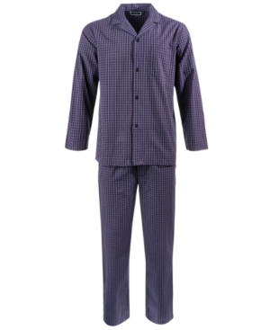 Shop Club Room Men's Double Window Pane Pajama Set, Created For Macy's In Navy Red