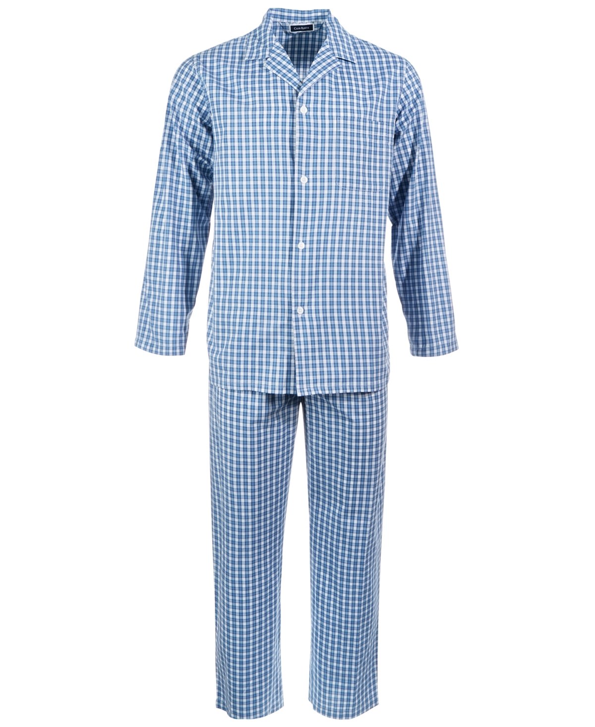 Men's Small Window Plaid Pajama Set, Created for Macy's - Blue White