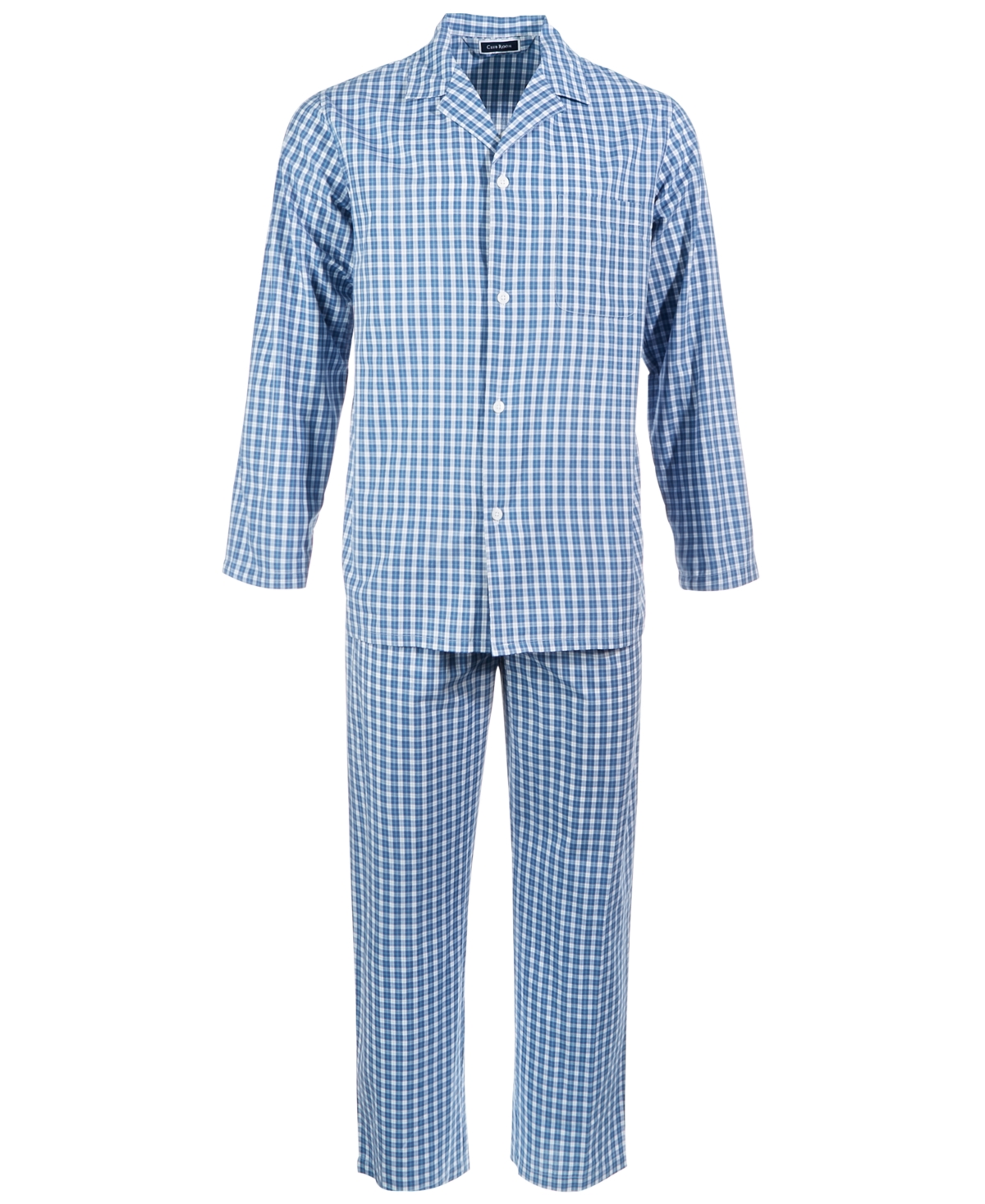 Men's 2-Pc. Solid Oxford Pajama Set, Created for Macy's - Blue /White