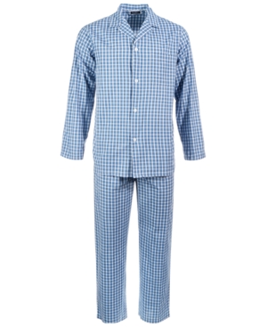 Shop Club Room Men's Small Window Plaid Pajama Set, Created For Macy's In Blue White