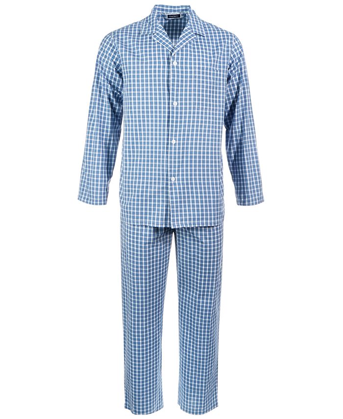 PERRY ELLIS Mens Fleece Pajama Pants Windowpane Plaid Blue Size
