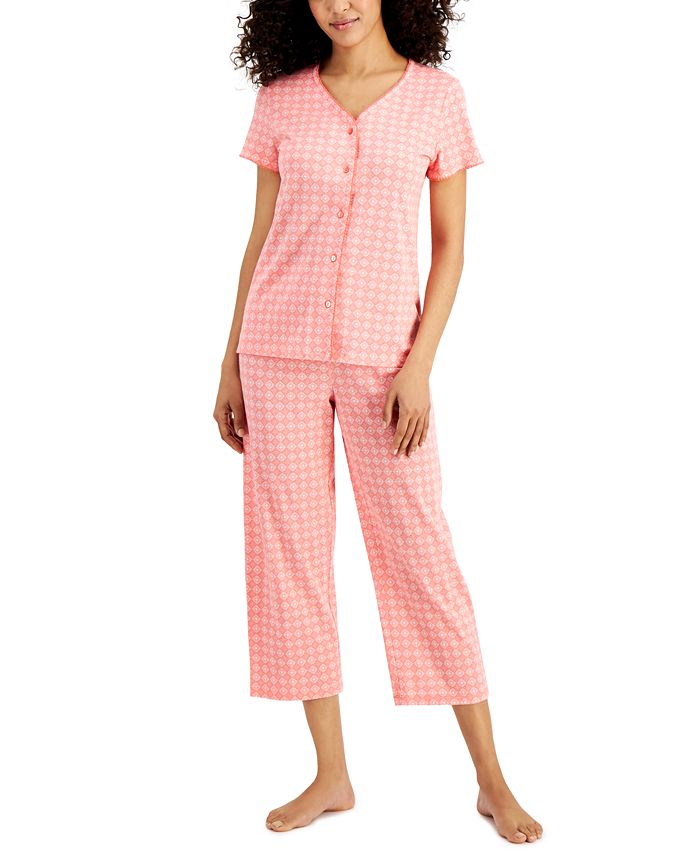 Charter Club Printed Cotton Capri Pants Pajama Set, Created for Macy's ...