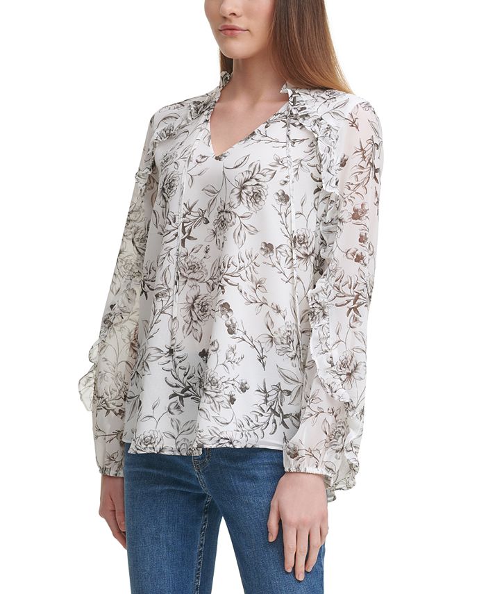 calvin klein ruffle sleeve