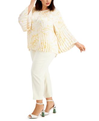 Alfani - Plus Size Printed Pleated Top