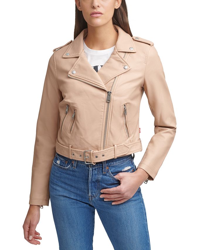 Levi's Women's Faux-Leather Hem Moto Jacket - Macy's