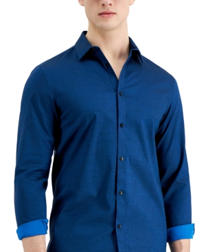Inc International Concepts Men's Ringo Pindot Shirt, Created For Macy's In Navy Combo
