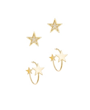Shop Ettika Star Power Stud And Hoop Set Of 2 In Gold Plated