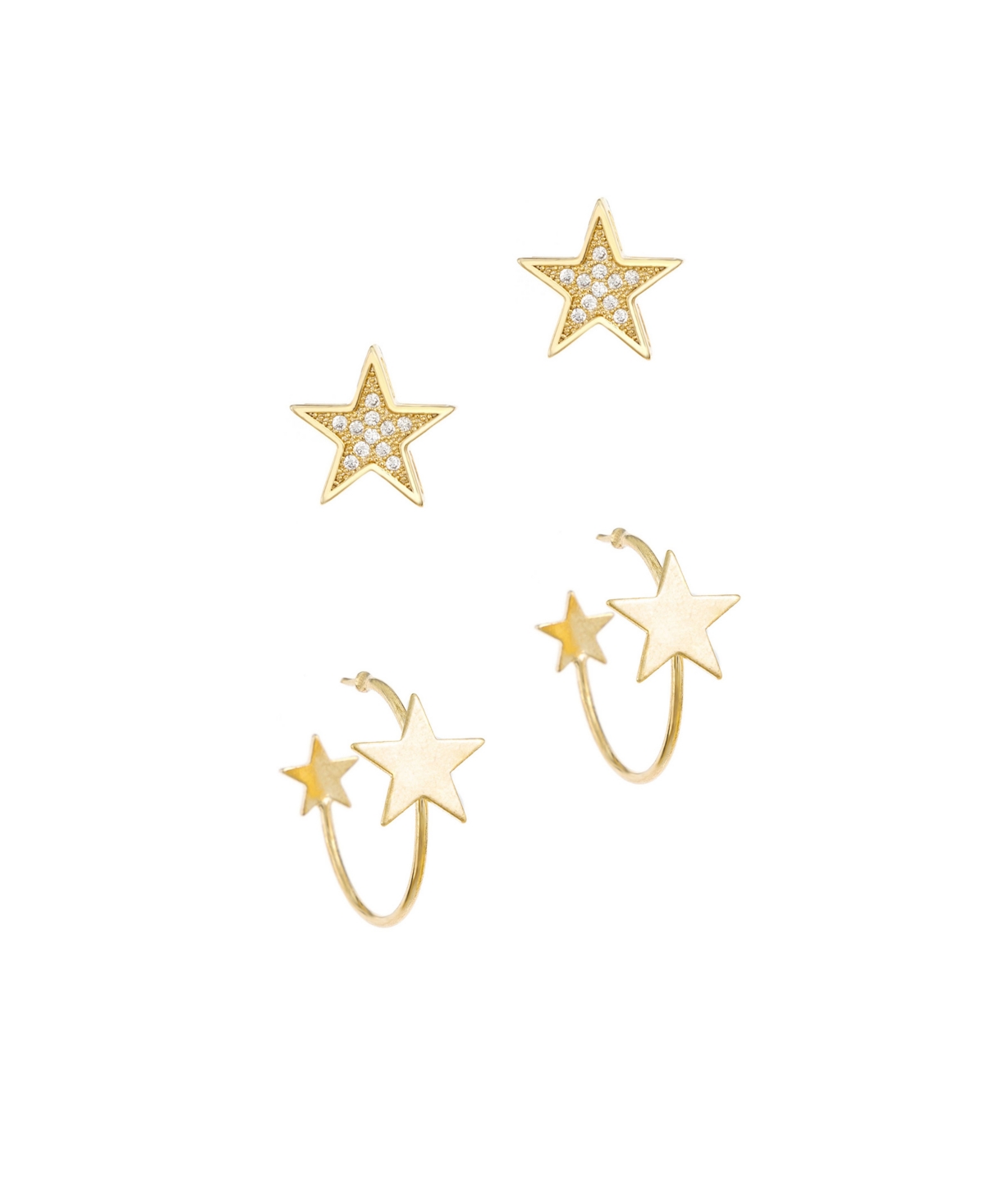 Star Power Stud and Hoop Set of 2 - Gold Plated