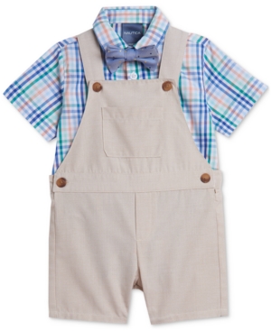 Nautica Baby Boys Plaid Bodysuit & Shortall Set