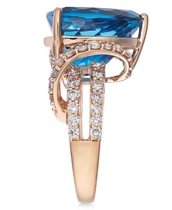 Le Vian - Deep Sea Blue Topaz (9 ct. t.w.) & Nude Diamonds (1-3/4 ct. t.w.) Ring in 14k Rose Gold