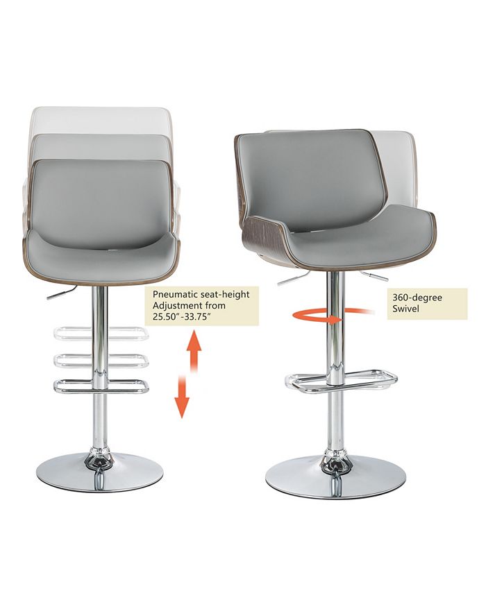 Glitzhome MidCentury Modern Adjustable Height Swivel Bar Stool Macy's