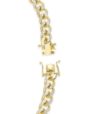 Men's Two-Tone Cuban Link Chain Bracelet in 14k Gold-Plated Sterling Silver and Sterling Silver