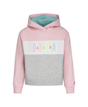 Jordan Big Girls Colorblock Fleece Cropped Pullover Hoodie