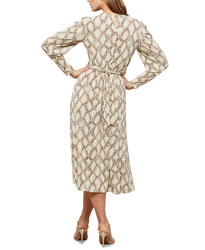 BCBGMAXAZRIA Women's Snake Print Faux Wrap Evening Dress Pink Size Small